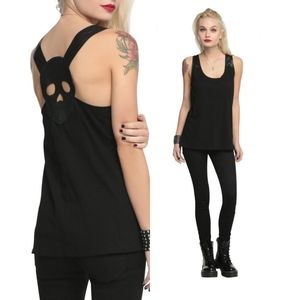 Hot Topic Royal Bones Faux Leather Skull Tank Top